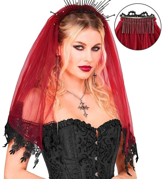 Halloweenowa chusta – czerwono-czarna
