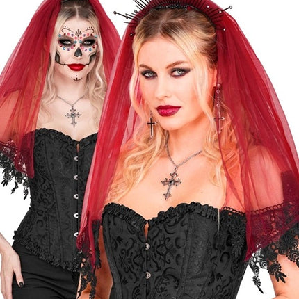Halloweenowa chusta – czerwono-czarna