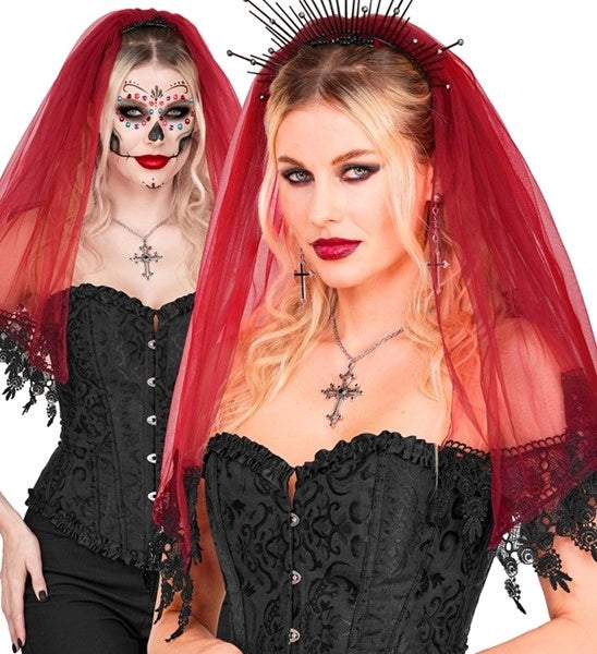 Halloweenowa chusta – czerwono-czarna