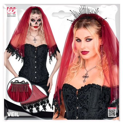 Halloweenowa chusta – czerwono-czarna