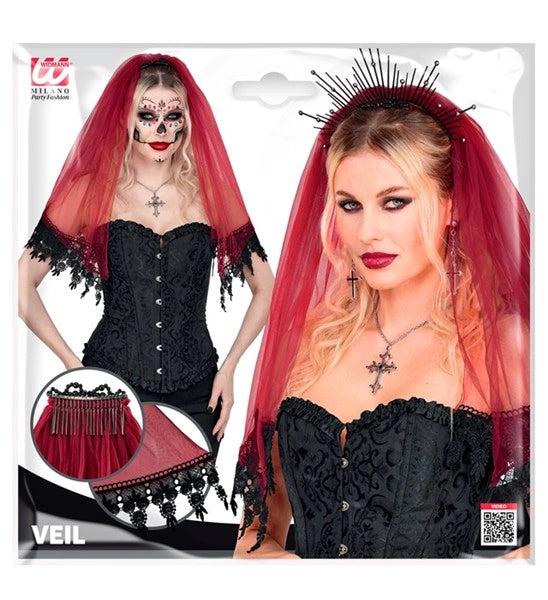 Halloweenowa chusta – czerwono-czarna