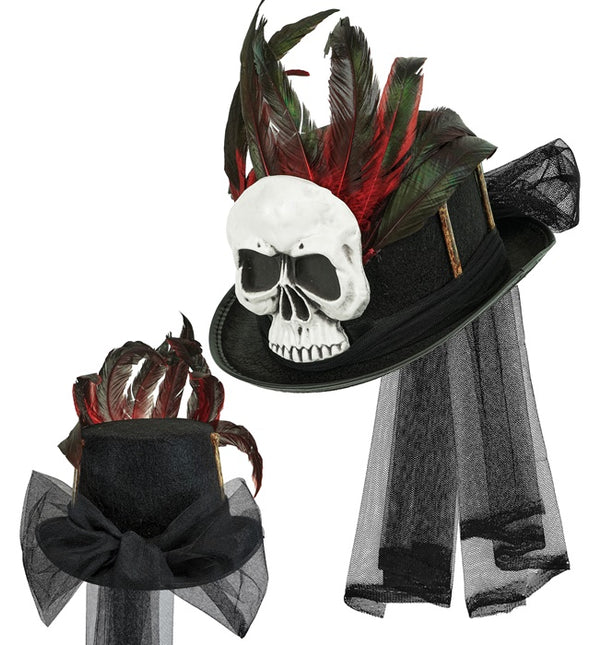 Halloweenowa czapka z daszkiem Voodoo i kośćmi