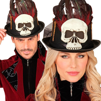 Halloweenowa czapka z daszkiem Voodoo i kośćmi