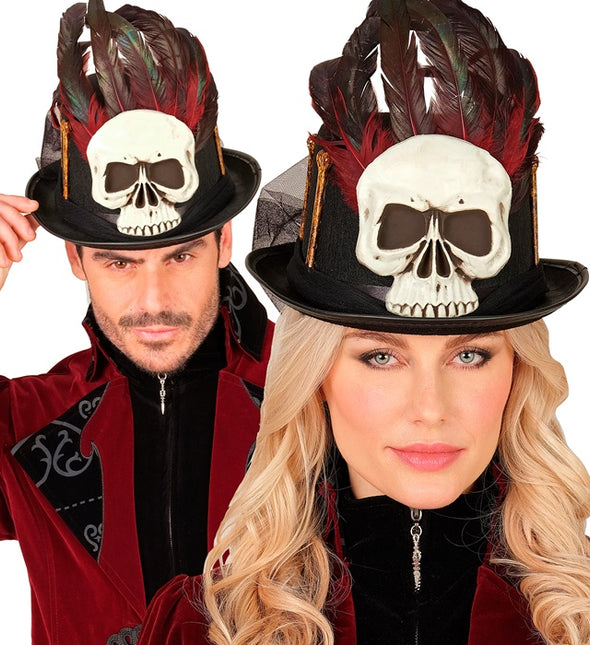 Halloweenowa czapka z daszkiem Voodoo i kośćmi