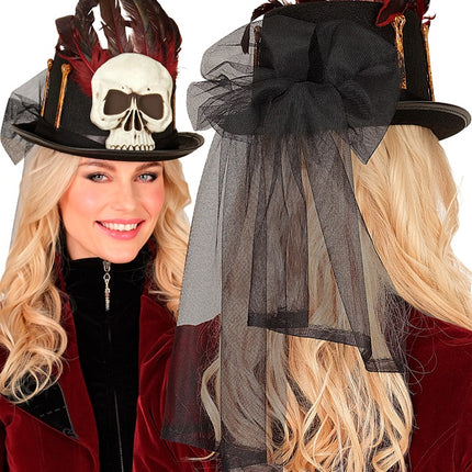 Halloweenowa czapka z daszkiem Voodoo i kośćmi