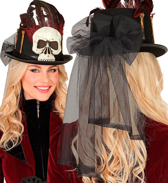 Halloweenowa czapka z daszkiem Voodoo i kośćmi