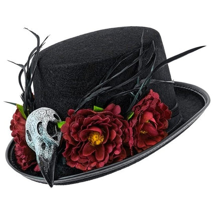 Czapka na Halloween z kwiatami voodoo i szkieletem