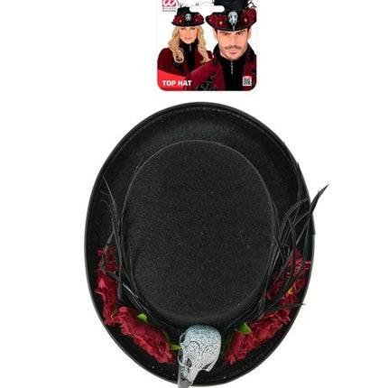 Czapka na Halloween z kwiatami voodoo i szkieletem