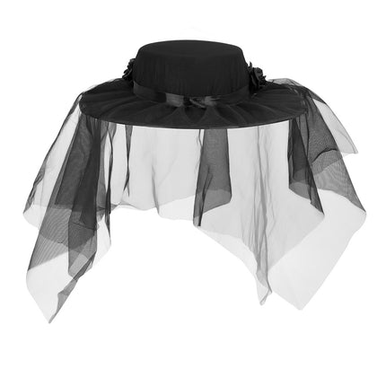 Kapelusz na Halloween czarne czerwone kwiaty