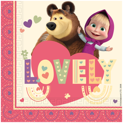 Masza i Niedźwiedź Serwetki kolorowe 33cm 20szt