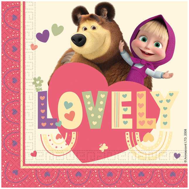 Masza i Niedźwiedź Serwetki kolorowe 33cm 20szt