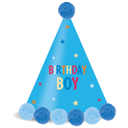 Papierowa czapka z pomponem Party Essentials Fsc Blue 1St