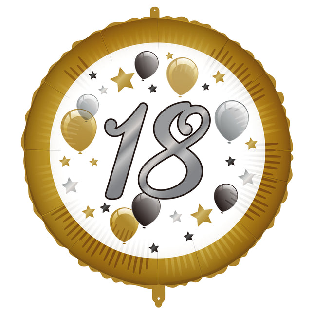 Balon helowy na 18 lat białe złoto pusty 46 cm