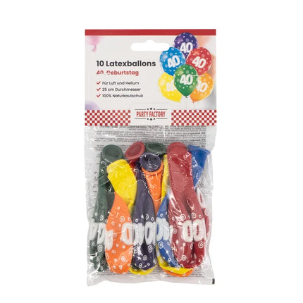 40 lat – kolorowe balony 30 cm, 10 szt.