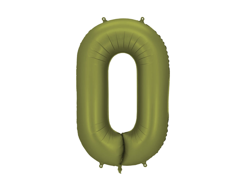 Balon z figurką 0 lat oliwkowozielony pusty 86 cm