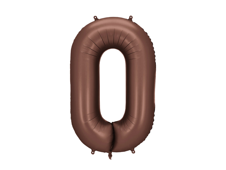 Balon z figurką 0 lat brązowy pusty 86 cm