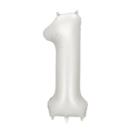 Balon foliowy na 1 rok srebrny satynowy pusty 86 cm