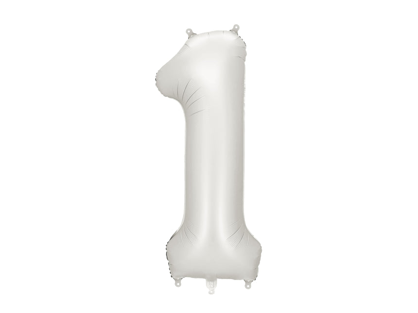 Balon foliowy na 1 rok srebrny satynowy pusty 86 cm