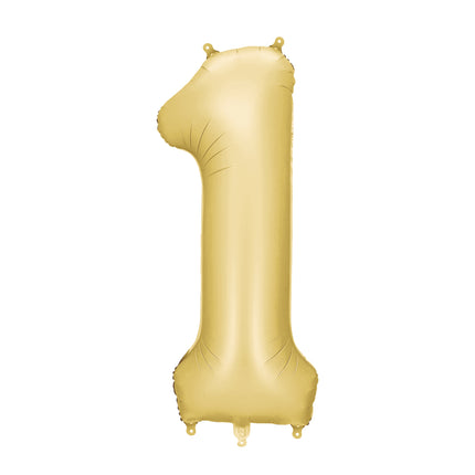 Balon foliowy złoty satynowy pusty na 1 rok 86 cm