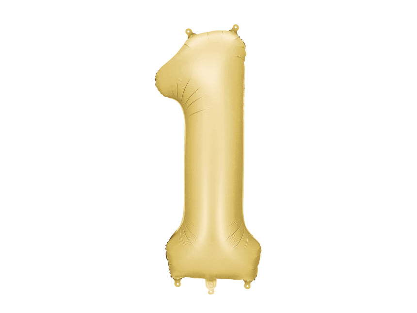 Balon foliowy złoty satynowy pusty na 1 rok 86 cm