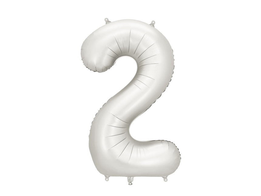 Balon foliowy srebrny satynowy pusty 86 cm na 2 urodziny