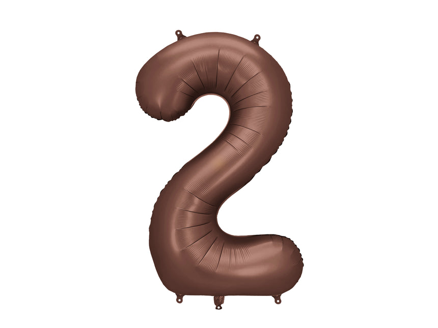 Balon z figurką na 2 lata brązowy pusty 86 cm