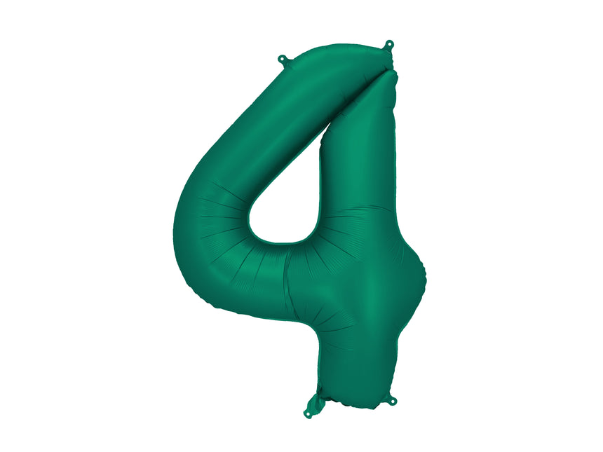 Balon foliowy na 4 urodziny zielony pusty 86 cm