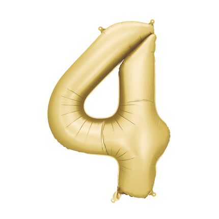 Balon foliowy na 4 urodziny złoty satynowy pusty 86 cm