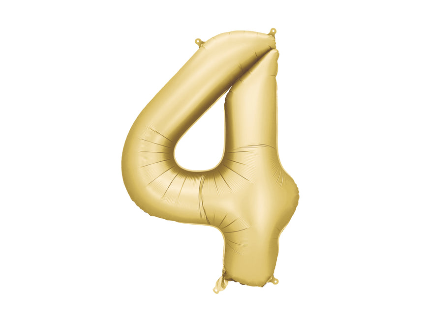 Balon foliowy na 4 urodziny złoty satynowy pusty 86 cm
