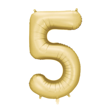 Balon z figurką na 5 lat Złoty Satynowy Foliowy Pusty 86cm