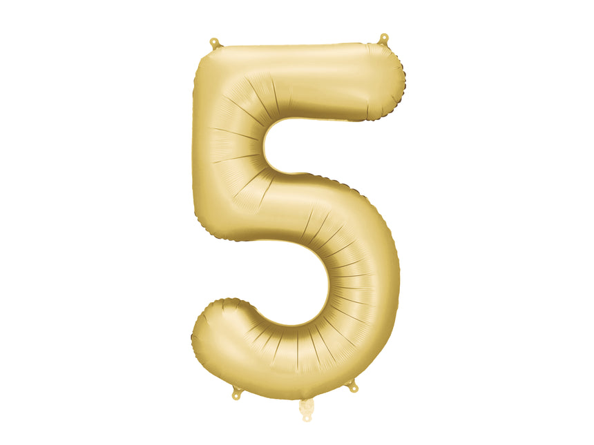 Balon z figurką na 5 lat Złoty Satynowy Foliowy Pusty 86cm