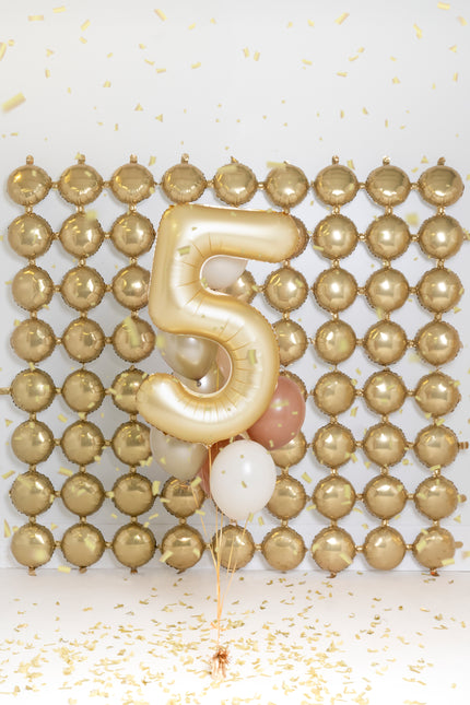 Balon z figurką na 5 lat Złoty Satynowy Foliowy Pusty 86cm