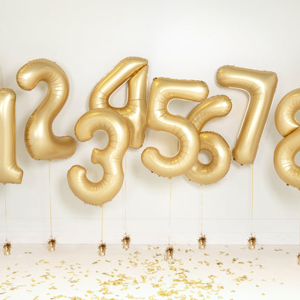 Balon z figurką na 5 lat Złoty Satynowy Foliowy Pusty 86cm