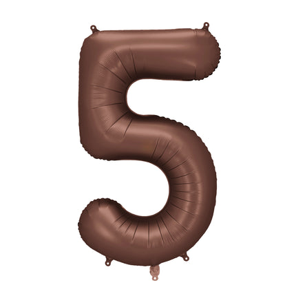 Balon z figurką na 5 lat brązowy pusty 86 cm
