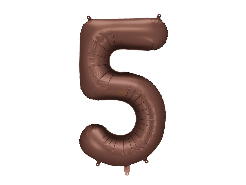 Balon z figurką na 5 lat brązowy pusty 86 cm