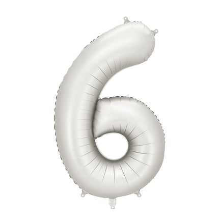 Balon foliowy na 6 lat srebrny satynowy pusty 86 cm