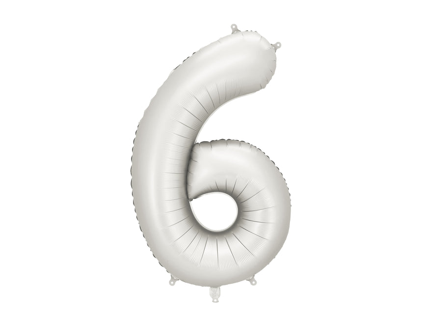Balon foliowy na 6 lat srebrny satynowy pusty 86 cm