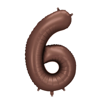 Balon z figurką na 6 lat brązowy pusty 86 cm