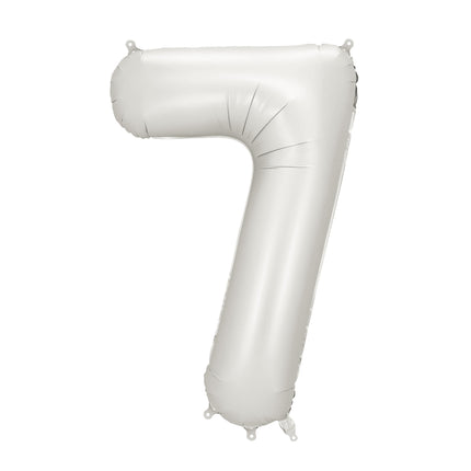 Balon foliowy srebrny satynowy pusty na 7 lat 86 cm