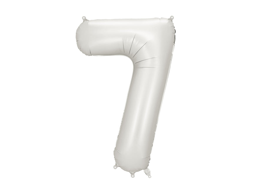 Balon foliowy srebrny satynowy pusty na 7 lat 86 cm