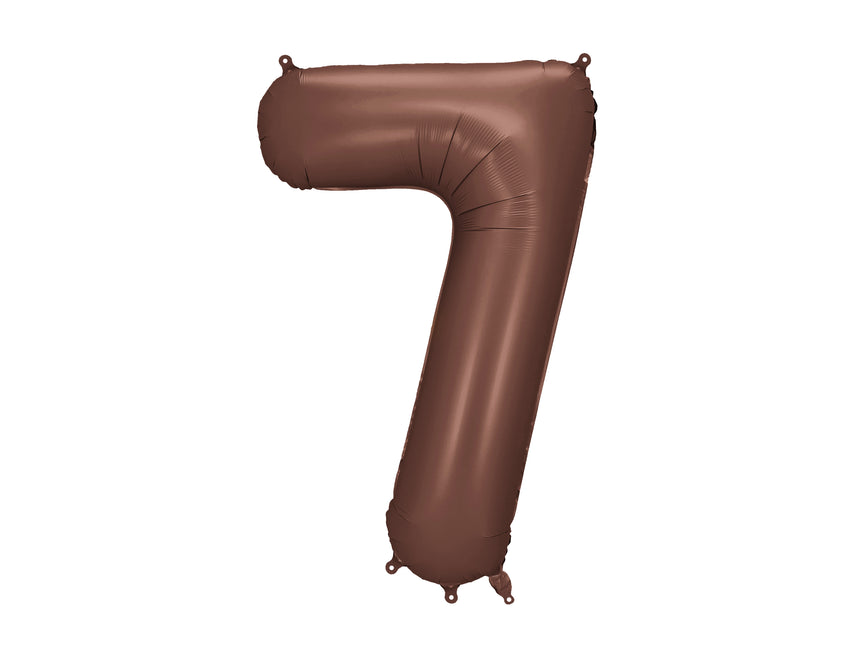 Balon z figurką na 7 lat brązowy 86 cm