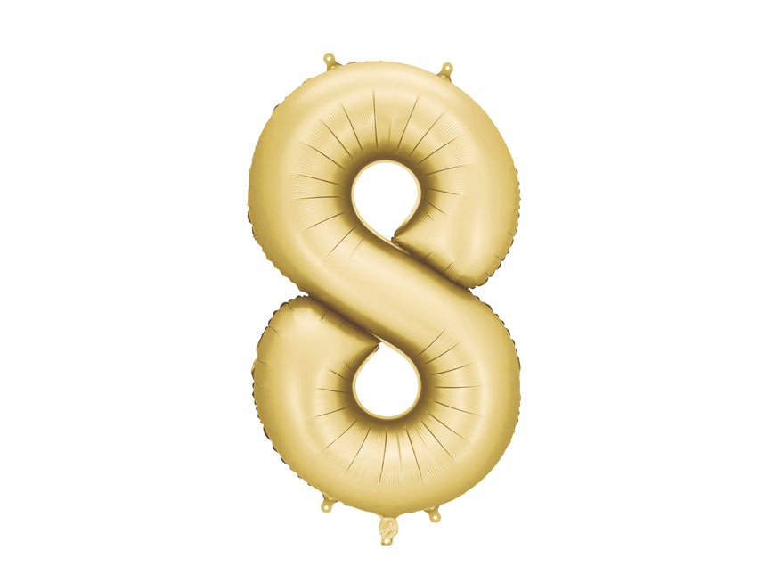 8-letni balon foliowy złoty satynowy pusty 86 cm