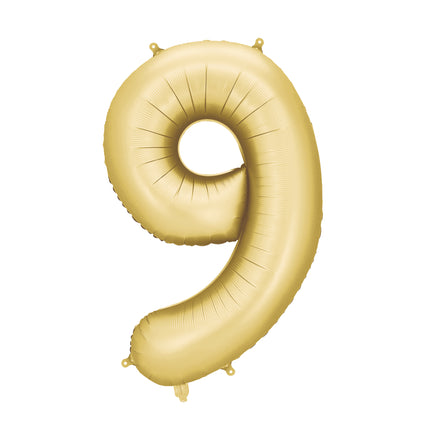 Balon z figurką na 9 lat Złoty Satynowy Foliowy Pusty 86cm