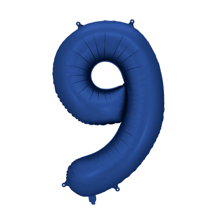 Balon z figurką na 9 lat Niebieski Satynowy Pusty 86cm