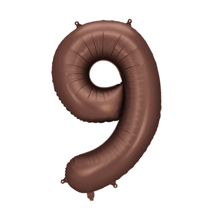 Balon z figurką na 9 lat brązowy pusty 86 cm
