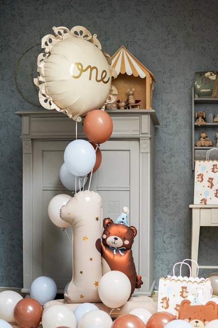 Balon helowy na 1 rok beżowy pusty 51 cm