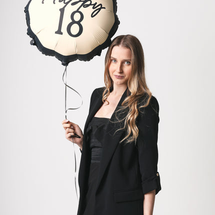 Balon helowy na 18 lat czarno-biały 53 cm