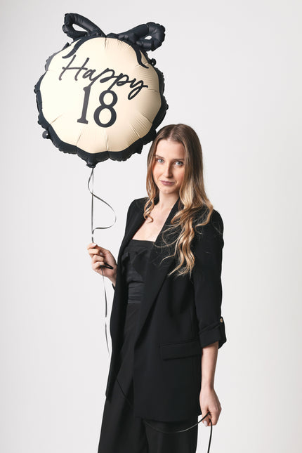 Balon helowy na 18 lat czarno-biały 53 cm