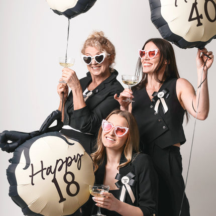 Balon helowy na 40 lat czarno-biały 53 cm