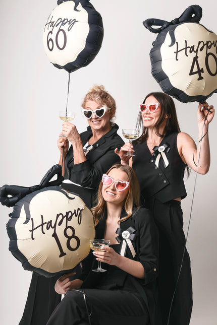Balon helowy na 40 lat czarno-biały 53 cm